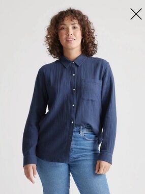 Quince Indigo Casual Button-Up Shirt